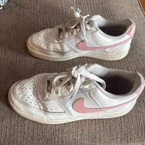 Nike Court Vision Sneakers, Women’s size 7.5, White &  Pink, PreOwned